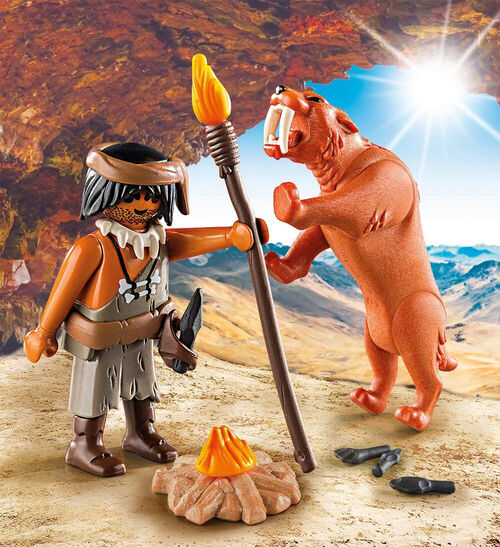 PLAYMOBIL - NEANDERTAL CON TIGRE DIENTES DE SABLE