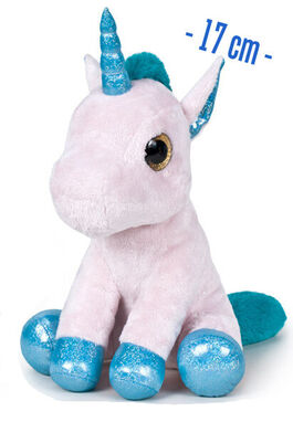PELUCHE UNICORNIO COLOR ROSA SENTADO 17 CM