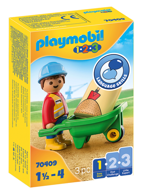 PLAYMOBIL 1.2.3  - OBRERO CON CARRETILLA