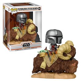 FUNKO POP! THE MANDALORIAN - MANDALORIANO Y NIÑO EN BANTHA