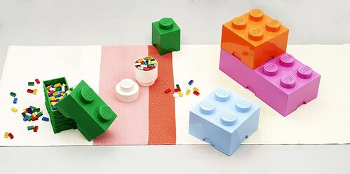 CAJA DE ALMACENAMIENTO LEGO - BRICK DE CUATRO ENCAJES ROSA PASTEL