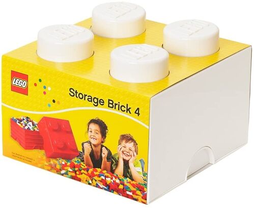 CAJA DE ALMACENAMIENTO LEGO - BRICK DE CUATRO ENCAJES BLANCO