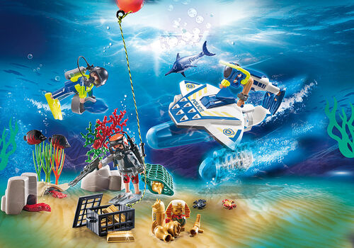 PLAYMOBIL - CALENDARIO DE ADVIENTO MISIN POLICIAL DE BUCEO DIVERSIN EN EL BAO