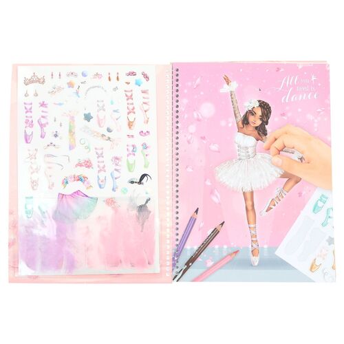 TOP MODEL - LIBRO PARA COLOREAR CON PEGATINAS CREATE YOUR BALLERINA