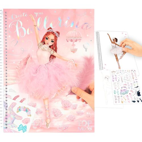 TOP MODEL - LIBRO PARA COLOREAR CON PEGATINAS CREATE YOUR BALLERINA