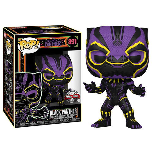 CAMISETA FUNKO POP AND TEE - BLACK PANTHER (BLACK LIGHT) EXCLUSIVO + CAMISETA TALLA M