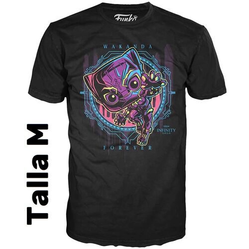 CAMISETA FUNKO POP AND TEE - BLACK PANTHER (BLACK LIGHT) EXCLUSIVO + CAMISETA TALLA M