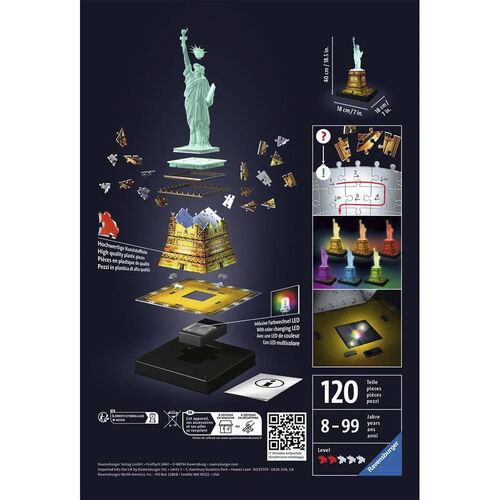 RAVENSBURGER - PUZLE 3D ESTATUA DE LA LIBERTAD DE NOCHE 180 PIEZAS