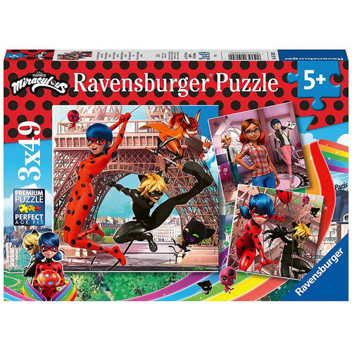 RAVENSBURGER - PUZLE LADYBUG 3 x 49 PIEZAS