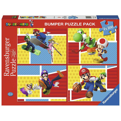 RAVENSBURGER - PUZLE SUPER MARIO 4 x 100 PIEZAS