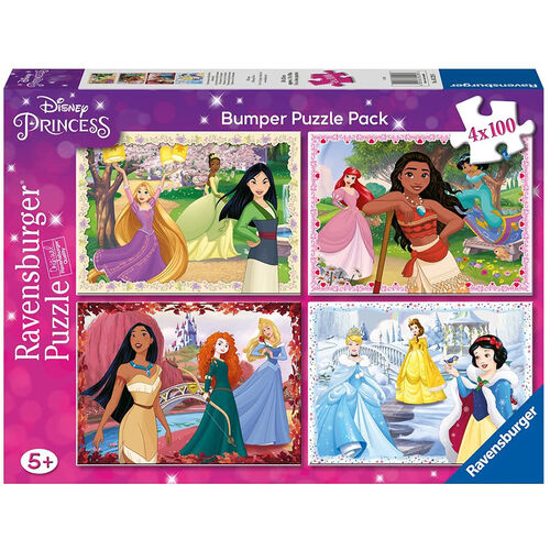 RAVENSBURGER - PUZLE PRINCESAS DISNEY 4 x 100 PIEZAS