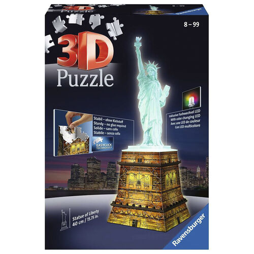 RAVENSBURGER - PUZLE 3D ESTATUA DE LA LIBERTAD DE NOCHE 180 PIEZAS