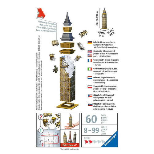 RAVENSBURGER PUZLE 3D MINI BIG BEN 54 PIEZAS