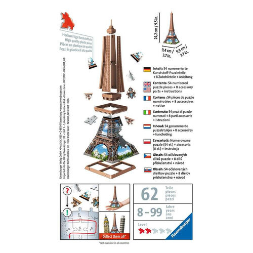 RAVENSBURGER PUZLE 3D MINI TORRE EIFFEL 54 PIEZAS