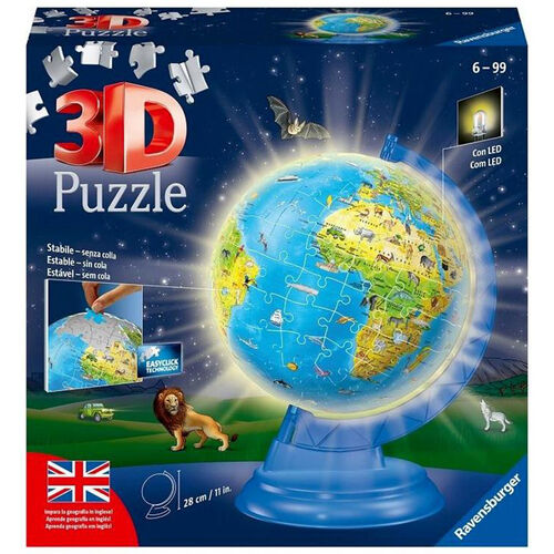 RAVENSBURGER PUZLE 3D GLOBO TERRQUEO CON LUZ 180 PIEZAS