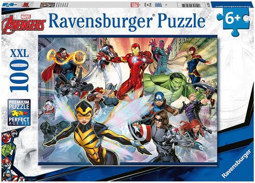 RAVENSBURGER - PUZLE AVENGERS (VENGADORES): SUPERHROES EN ACCIN 100 PIEZAS XXL