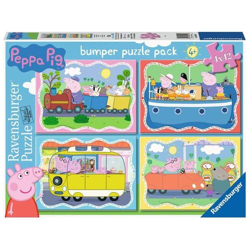 RAVENSBURGER - PUZLE PEPPA PIG TRANSPORTES 4 x 42 PIEZAS