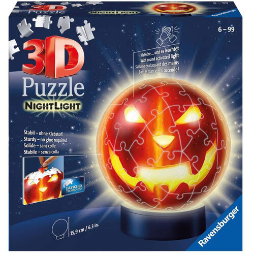 RAVENSBURGER PUZLE 3D CALABAZA DE HALLOWEEN LMPARA DE NOCHE 74 PIEZAS