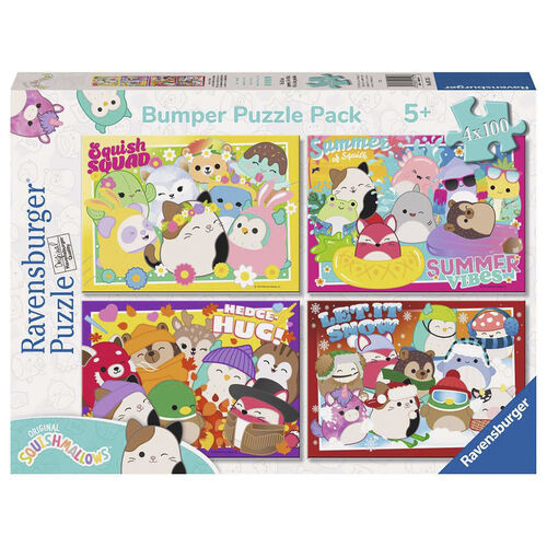 RAVENSBURGER - PUZLE SQUISHMALLOWS BUMPER 4X100 PIEZAS