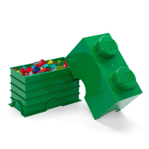 CAJA DE ALMACENAMIENTO LEGO - BRICK DE DOS ENCAJES VERDE