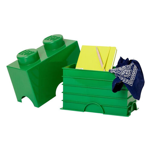 CAJA DE ALMACENAMIENTO LEGO - BRICK DE DOS ENCAJES VERDE