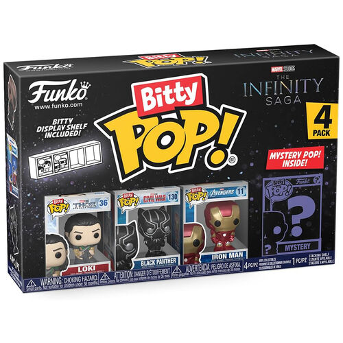 FUNKO BITTY POP! LA SAGA DEL INFINITO - LOKI, BLACK PANTHER, IRON MAN Y ?