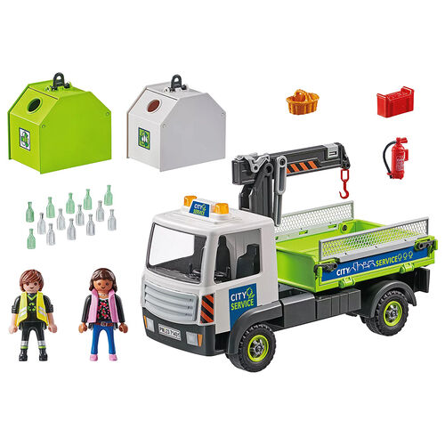 PLAYMOBIL - CAMIN DE RESIDUOS DE VIDRIO CON CONTENEDOR