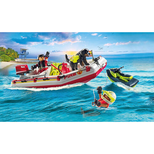 PLAYMOBIL - BOTE DE BOMBEROS CON MOTO ACUTICA