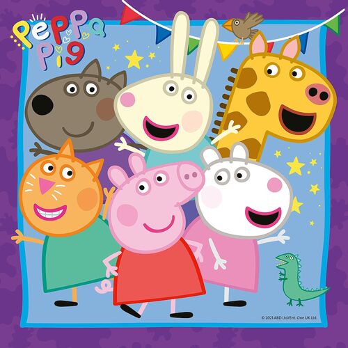 RAVENSBURGER PUZLE LA FAMILIA Y LOS AMIGOS DE PEPPA PIG 3 X 49 PIEZAS