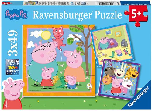 RAVENSBURGER PUZLE LA FAMILIA Y LOS AMIGOS DE PEPPA PIG 3 X 49 PIEZAS