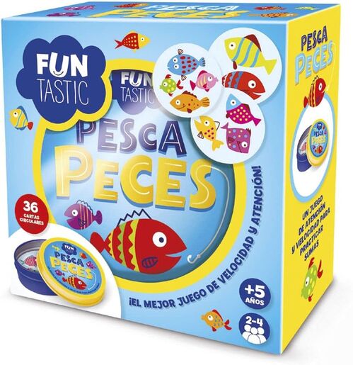 IMAGILAND - JUEGO DE CARTAS REDONDAS PESCA PECES CON CAJAV