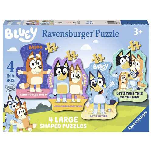 RAVENSBURGER 4 PUZLES PROGRESIVOS CON FORMAS DE BLUEY 10/12/14/16 PIEZAS