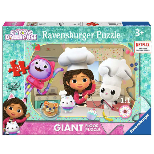 RAVENSBURGER PUZLE GIGANTE DE COCINANDO EN LA CASA DE MUECAS DE GABBY 24 PIEZAS