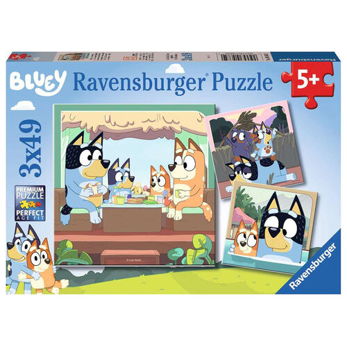 RAVENSBURGER PUZLES DE BLUEY 3 X 49 PIEZAS