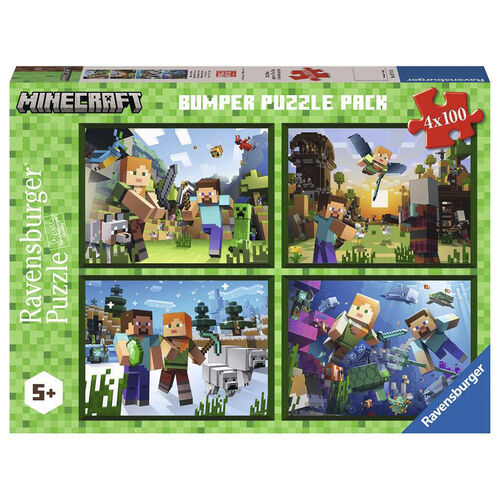 RAVENSBURGER PUZLES DE MINECRAFT 4 X 100 PIEZAS