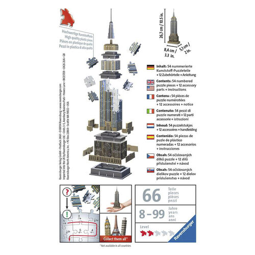 RAVENSBURGER PUZLE 3D MINI EMPIRE STATE BUILDING 54 PIEZAS