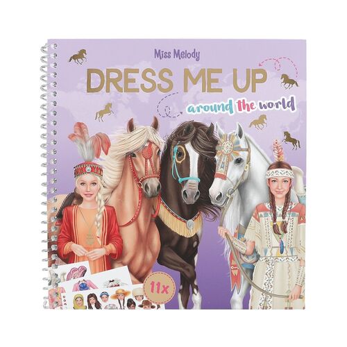 TOP MODEL CUADERNO DE PEGATINAS DRESS ME UP VUELTA AL MUNDO A CABALLO