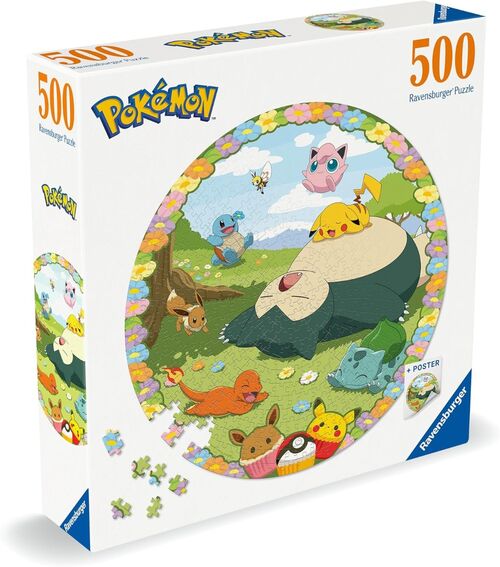 RAVENSBURGER - PUZLE CIRCULAR POKEMON EN PRIMAVERA 500 PIEZAS + PSTER