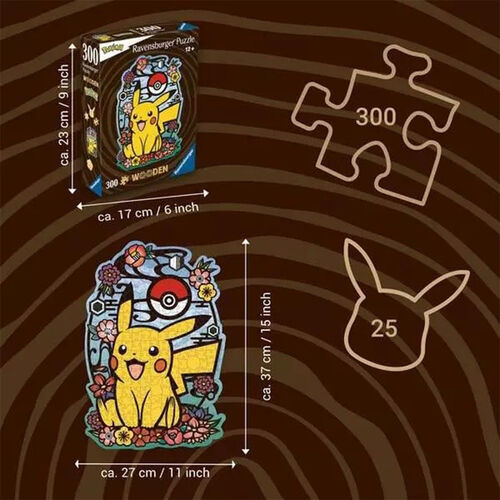 RAVENSBURGER - PUZLE DE MADERA DE POKEMON PIKACHU 300 PIEZAS