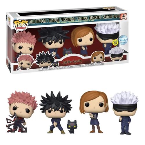 FUNKO POP! JUJUTSU KAISEN - PACK DE 4: YUJI ITADORI, MEGUMI FUSHIGURO, NOBARA KUGISAKI & SATORU GOJO