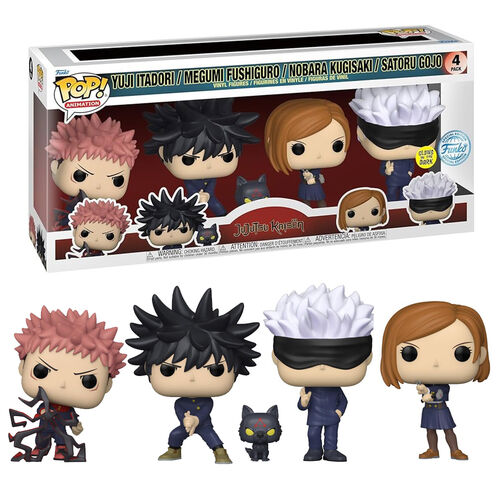 FUNKO POP! JUJUTSU KAISEN - PACK DE 4: YUJI ITADORI, MEGUMI FUSHIGURO, NOBARA KUGISAKI & SATORU GOJO