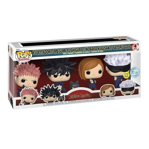 FUNKO POP! JUJUTSU KAISEN - PACK DE 4: YUJI ITADORI, MEGUMI FUSHIGURO, NOBARA KUGISAKI & SATORU GOJO