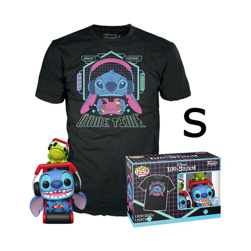 FUNKO POP! TEES: LILO & STITCH - STITCH GAMER CON RANA + CAMISETA TALLA S