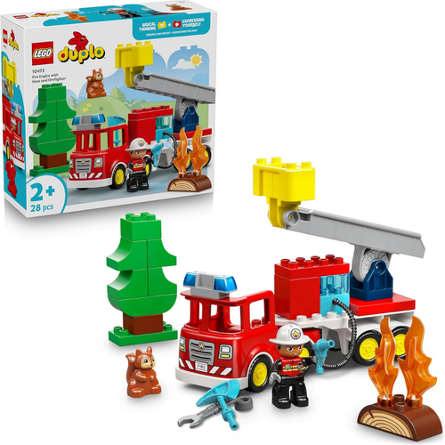 LEGO DUPLO - CAMIÓN DE BOMBEROS CON MANGUERA Y BOMBEROS