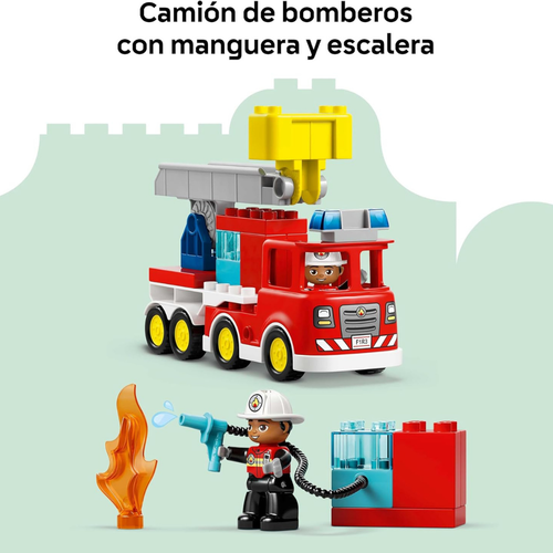 LEGO DUPLO - CAMIÓN DE BOMBEROS CON MANGUERA Y BOMBEROS