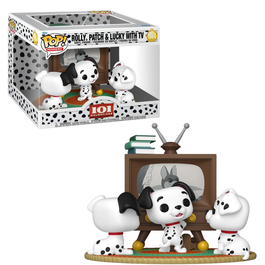 FUNKO POP! MOMENT DISNEY: 101 DÁLMATAS - ROLLY, PATCH Y LUCHY CON TV