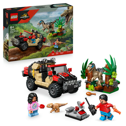 LEGO JURASSIC WORLD – HUIDA EN TODOTERRENO Y RAPTOR AL ACECHO