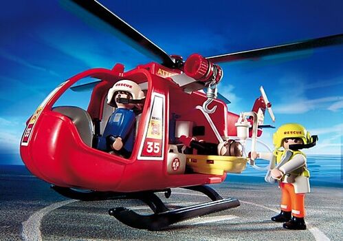 PLAYMOBIL- HELICPTERO Y LANCHA DE SALVAMENTO MARTIMO