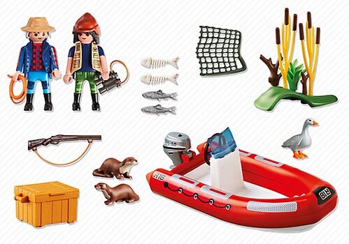 PLAYMOBIL - BOTE HINCHABLE CON EXPLORADORES