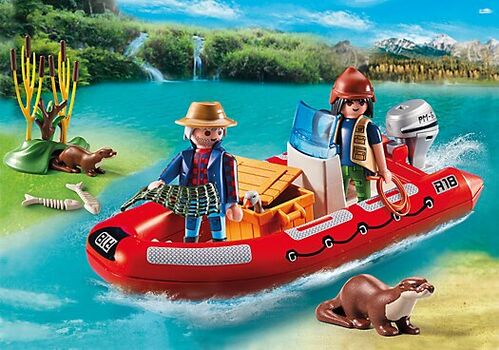 PLAYMOBIL - BOTE HINCHABLE CON EXPLORADORES